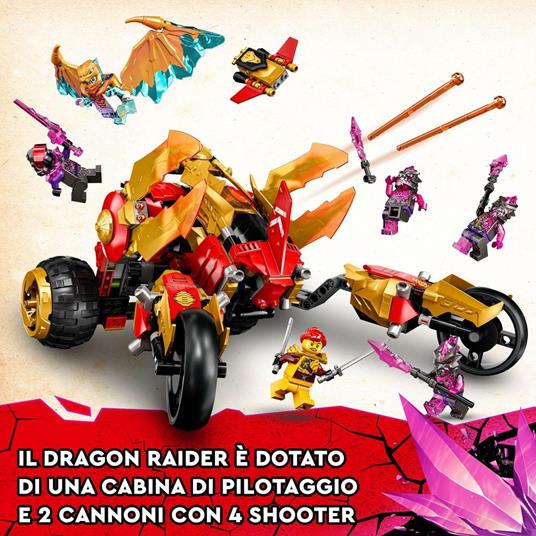 LEGO Ninjago 71773 Raider-Drago dOro di Kai, Set Serie TV Crystallized, Macchina Giocattolo, Giochi per Bambini da 8 Anni - 3
