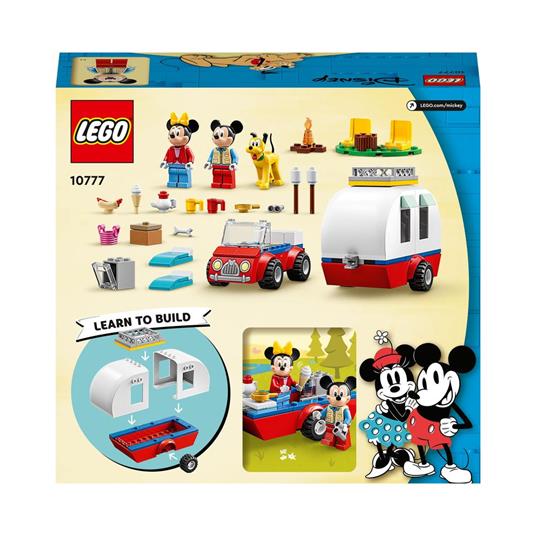 LEGO Disney Topolino e Amici 10777 Vacanza in Campeggio con Topolino e Minnie, Pluto, Camper Giocattolo, Giochi per Bambini - 10