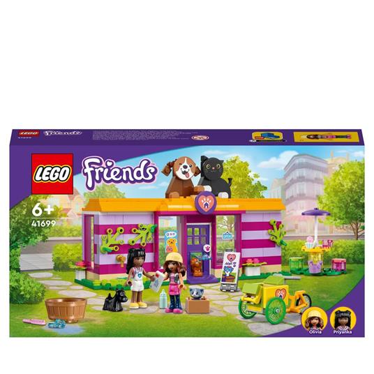 LEGO Friends 41699 Il Caffè di Adozione dei Cuccioli, Parco Giochi Animali, Giocattolo per Bambini dai 6 Anni in su