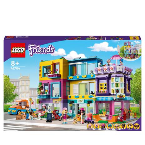 LEGO Friends 41704 Edificio della Strada Principale, Café Heartlake City e Salone, Casa delle Bambole, Giochi per Bambini