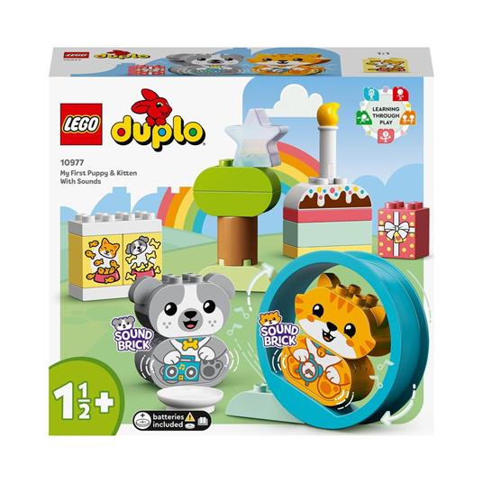 LEGO DUPLO 10977 Il Mio Primo Cagnolino e Gattino con Suoni, Set con Gatto e Cane Giocattolo, Giochi per Bambini dai 18 mesi - LEGO - Duplo - Animali - Giocattoli | IBS