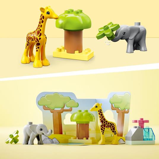 LEGO DUPLO 10971 Animali dellAfrica, Giochi Educativi per Bambini dai 2 Anni con Elefante Giocattolo e Tappetino da Gioco - 5
