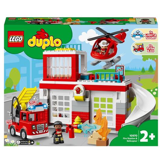 LEGO DUPLO 10970 Caserma Dei Pompieri ed Elicottero, Giochi Creativi ed  Educativi per Bambini di 2+ Anni, Camion Giocattolo - LEGO - Duplo -  Mestieri - Giocattoli