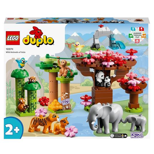 LEGO DUPLO 10974 Animali dellAsia, Tappetino da Gioco con Elefante Giocattolo e Mattoncino con Suoni, Giochi per Bambini