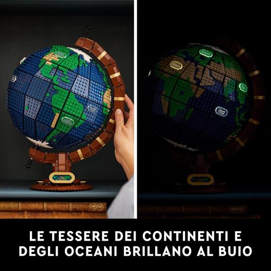 LEGO Ideas 21332 Il Mappamondo, Set da Modellismo da Costruire per Adulti, Mappa del Mondo, Tessere che si Illuminano al Buio - 5