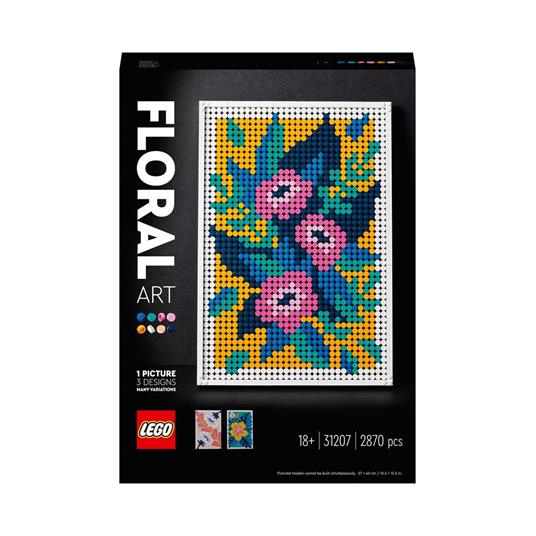 LEGO ART 31207 Motivi Floreali, Set Decorazioni Murali 3 in 1, Attività di Artigianato Fai da Te, Hobby Creativo di Botanica