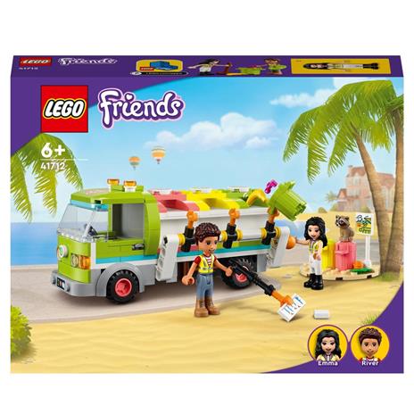 LEGO Friends 41712 Camion Riciclaggio Rifiuti, Mini Bambolina Emma, Nettezza Urbana Giocattolo, Giochi per Bambini dai 6 Anni