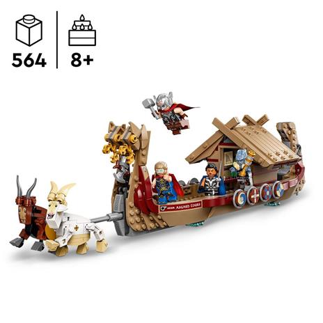 LEGO Marvel 76208 Drakkar di Thor, Giochi per Bambini dai 7 Anni, Set con Nave Giocattolo da Costruire, Martello Stormbreaker - 5