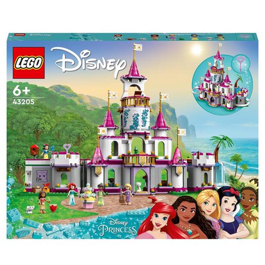 LEGO Disney Princess 43205 Il Grande Castello delle Avventure, Set con Mini Bamboline di Ariel, Moana, Rapunzel e Biancaneve