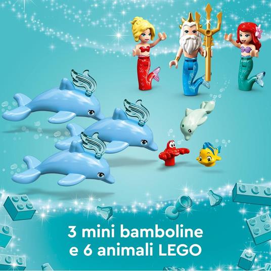 LEGO Disney 43207 Il Palazzo Sottomarino di Ariel Castello con Mini Bamboline della Sirenetta Giochi per Bambini di 6+ Anni - 6
