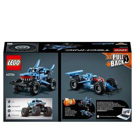 LEGO Technic 42134 Monster Jam Megalodon, da Camion a Macchina Giocattolo Low Racer Lusca, per Bambini di 7+ Anni - 8