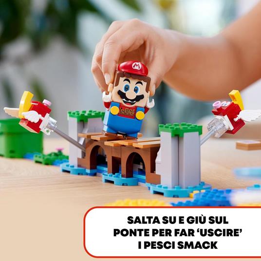 LEGO Super Mario 71400 Spiaggia del Ricciospino Gigante - Pack di Espansione, Giocattolo con Yoshi e Delfino, Regalo 7+ Anni - 4