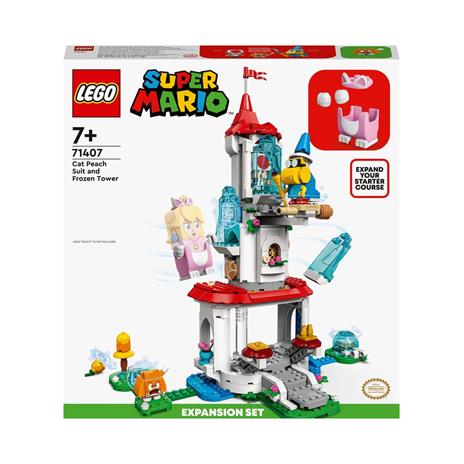 LEGO Super Mario 71407 Pack Espansione Costume di Peach Gatto e Torre Ghiacciata, Castello Giocattolo con 3 Figure