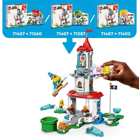 LEGO Super Mario 71407 Pack Espansione Costume di Peach Gatto e Torre Ghiacciata, Castello Giocattolo con 3 Figure - 4