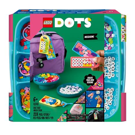 LEGO DOTS 41949 Multipack Bag Tag - Messaggi, Giocattolo Fai Da Te con Lettere e Disegni, Giochi per Bambini di 6+ Anni
