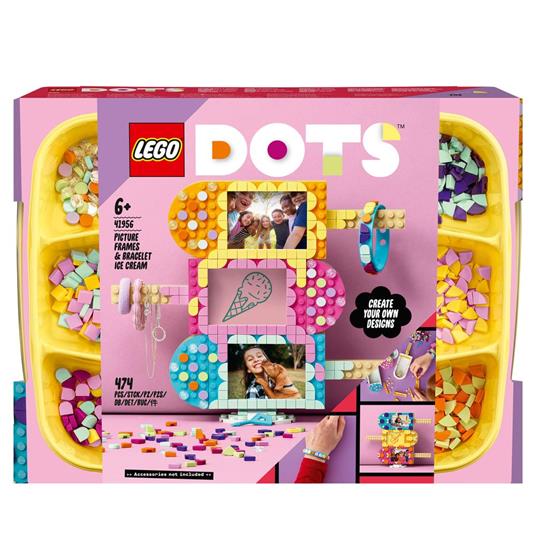 LEGO DOTS 41956 Cornici e Braccialetto - Gelato, Set Fai da Te con Portafoto, Regalo Creativo, Giochi per Bambini - LEGO - DOTs - Set mattoncini - Giocattoli | IBS