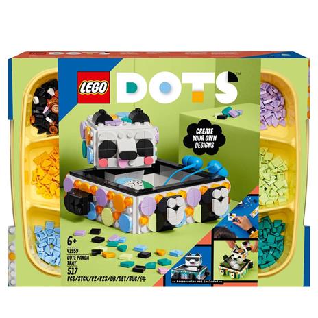 LEGO DOTS 41959 Il Simpatico Panda portaoggetti, Set Scatola Fai da Te, Regalo Creativo, Giochi per Bambini dai 6 Anni