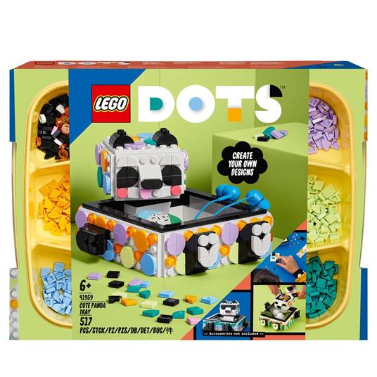 LEGO DOTS 41959 Il Simpatico Panda portaoggetti, Set Scatola Fai da Te, Regalo Creativo, Giochi per Bambini dai 6 Anni