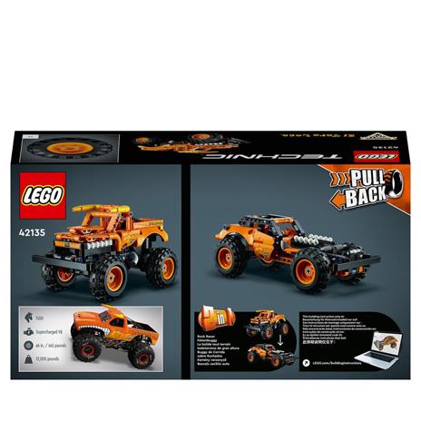 LEGO Technic 42135 Monster Jam El Toro Loco, Set 2 in 1 Camion e Macchina Giocattolo, per Bambini di 7+ Anni - 8