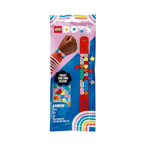 LEGO DOTS 41953 Braccialetto Arcobaleno con Ciondoli, Set Fai da Te, Costruire Braccialetti Personalizzati, Regalo Creativo