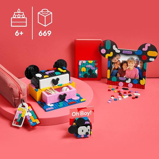 LEGO DOTS 41964 Disney Il KIT Back to School di Topolino e Minnie, Set 6 in 1 con Portagioie e Portafoto, Idea Regalo - 3