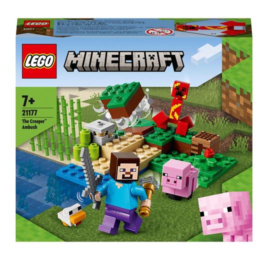 LEGO Minecraft 21177 L'agguato del Creeper, Mattoncini da Costruzione con Steve e 2 Minifigure, Giochi per Bambini 7+ Anni