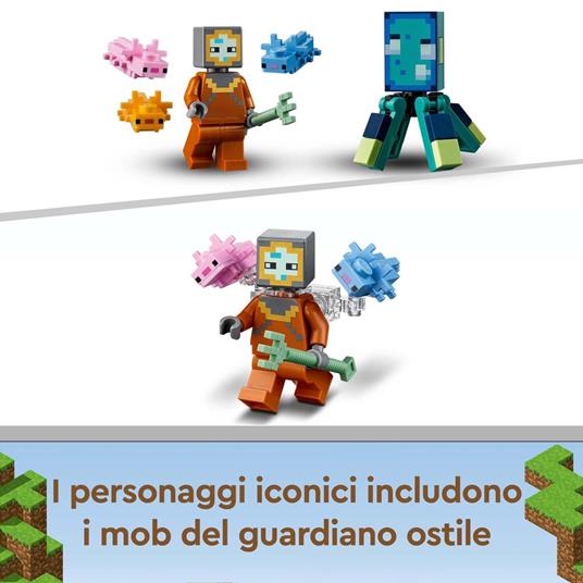 LEGO Minecraft 21180 La Battaglia del Guardiano, Avventura Subacquea, Set da Costruzione, Giocattoli per Bambini di 8+ Anni - 5