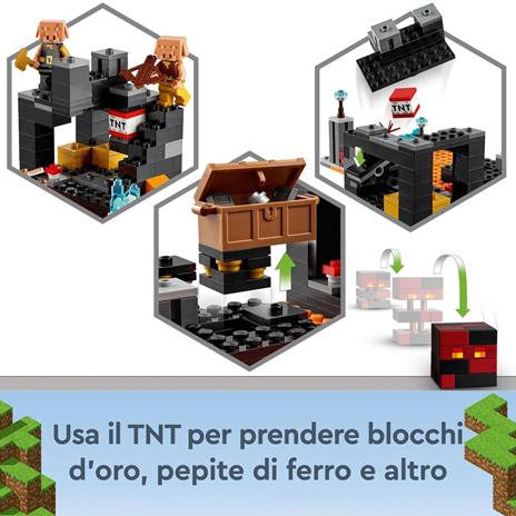 LEGO Minecraft 21185 Il Bastione del Nether, Castello Giocattolo con Personaggi Piglin, Giochi per Bambini da 8 Anni - 4