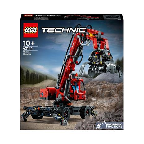 LEGO Technic 42144 Movimentatore di Materiali, Modello da Costruire con Funzioni Manuali e Pneumatiche, Giochi Educativi
