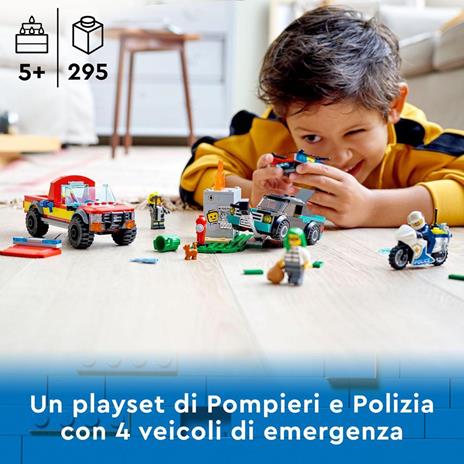 LEGO City Fire 60319 Soccorso Antincendio e Inseguimento della Polizia, Camion Pompieri Giocattolo con Auto e Moto - 2