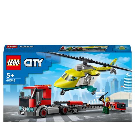 LEGO City Great Vehicles 60343 Trasportatore di Elicotteri di Salvataggio, Camion Giocattolo, Giochi per Bambini