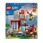 LEGO City Fire 60320 Caserma dei Pompieri, con Garage, Camion ed Elicottero Giocattolo, Set per Bambini di 6+ Anni