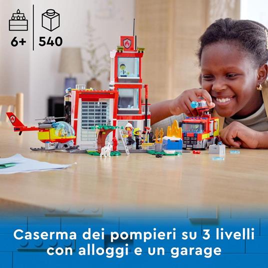LEGO City Fire 60320 Caserma dei Pompieri, con Garage, Camion ed Elicottero Giocattolo, Set per Bambini di 6+ Anni - 2