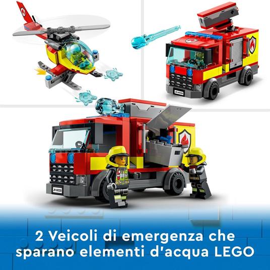 LEGO City Fire 60320 Caserma dei Pompieri, con Garage, Camion ed Elicottero Giocattolo, Set per Bambini di 6+ Anni - 3