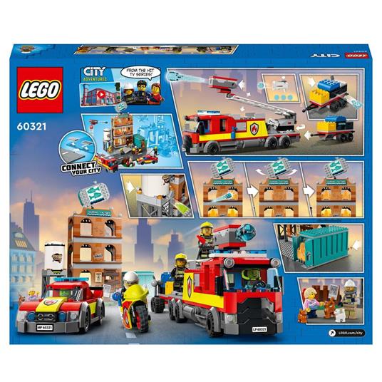 LEGO City Fire 60321 Vigili del Fuoco, Edificio con Fiamme, Camion dei  Pompieri Giocattolo, Giochi per Bambini e Bambine