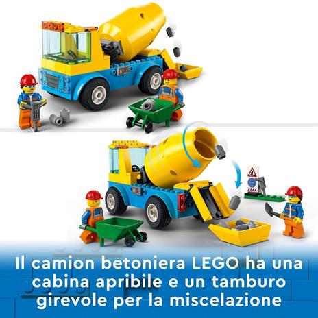 LEGO City Great Vehicles 60325 Autobetoniera, Camion Giocattolo, Giochi per Bambini dai 4 Anni in su con Veicoli da Cantiere - 3
