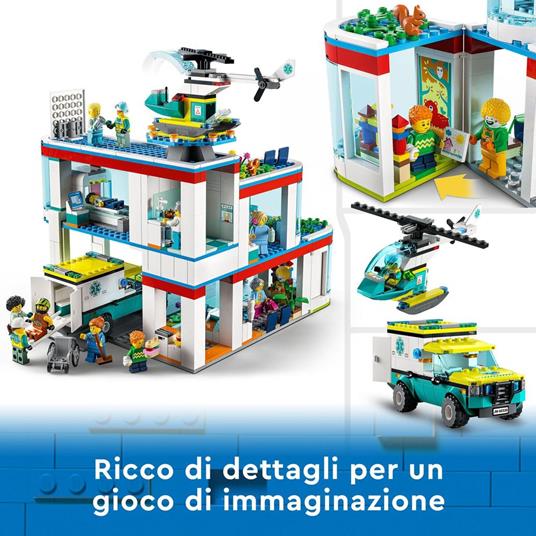 LEGO City 60330 Ospedale, Set con Autoambulanza Giocattolo ed Elicottero di  Soccorso, Giochi per Bambina e Bambino - LEGO - My City - Mestieri -  Giocattoli