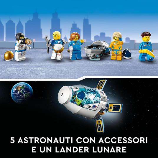 LEGO City 60349 Stazione Spaziale Lunare, Base NASA con 5 Minifigure di Astronauti, Giochi Creativi per Bambini di 6+ Anni - 5