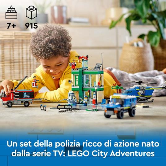 LEGO City Police 60317 Inseguimento della Polizia alla Banca, con Elicottero, Drone e 2 Camion, Giocattolo Bambini 7+ Anni - 2