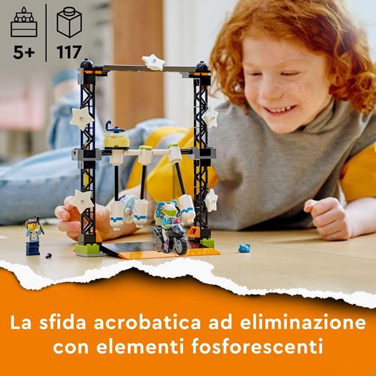 LEGO City Stuntz 60341 Sfida Acrobatica KO, Moto Giocattolo con Minifigure, Giochi per Bambini e Bambine dai 5 Anni in su - 2