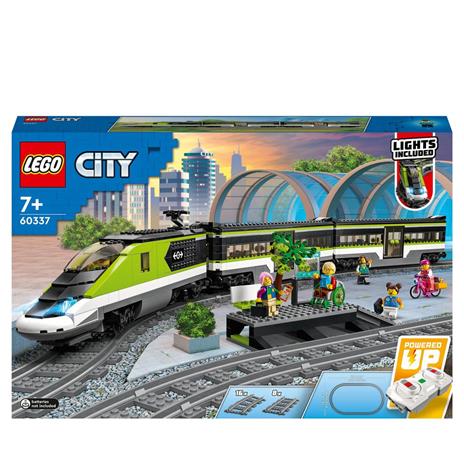 LEGO City 60337 Treno Passeggeri Espresso, con Locomotiva Giocattolo Telecomandata con Luci e Binari, Giochi per Bambini