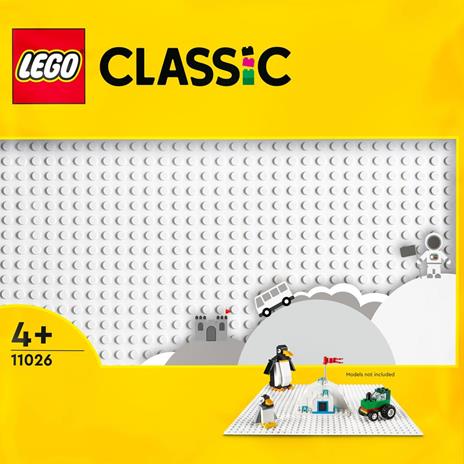 LEGO Classic 11026 Base Bianca, Tavola per Costruzioni Quadrata con 32x32 Bottoncini, Piattaforma Classica per Mattoncini