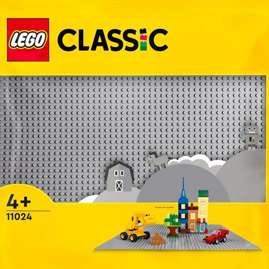 LEGO Classic 11024 Base Grigia, Tavola per Costruzioni Quadrata con 48x48 Bottoncini, Piattaforma Classica per Mattoncini