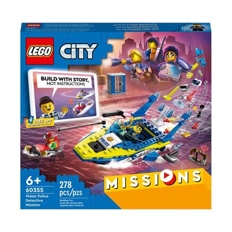 LEGO City 60355 Missioni Investigative della Polizia Marittima, Set di Costruzioni con Avventura Digitale Interattiva
