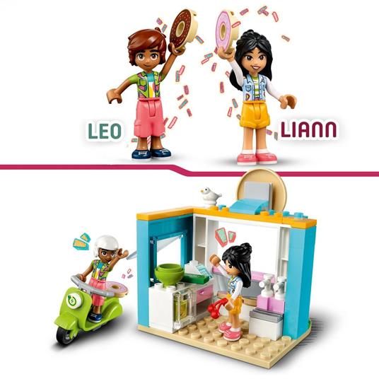 LEGO Friends 41723 Negozio di Ciambelle, Giochi per Bambini 4+ Anni con Mini Bamboline Liann e Leo e Scooter, Idea Regalo - 4