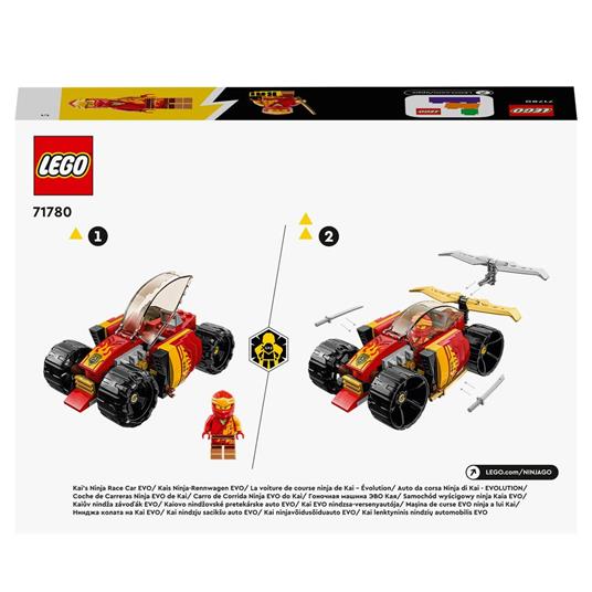 LEGO NINJAGO 71780 Auto da Corsa Ninja di Kai - EVOLUTION, Set 2in1 con Macchina Giocattolo e Fuoristrada, Giochi per Bambini - 8