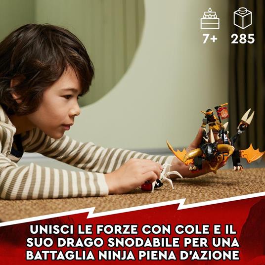 LEGO NINJAGO 71782 Drago di Terra di Cole - EVOLUTION, Drago Giocattolo per Bambini con Scorpione da Battaglia e 2 Minifigure - 2