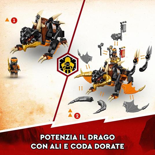 LEGO NINJAGO 71782 Drago di Terra di Cole - EVOLUTION, Drago Giocattolo per Bambini con Scorpione da Battaglia e 2 Minifigure - 7