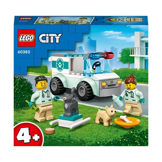 LEGO City 60382 Furgoncino di Soccorso del Veterinario con Ambulanza  Giocattolo e 2 Minifigure, Giochi per Bambini dai 4 Anni - LEGO - City  Great Vehicles - Mezzi pesanti - Giocattoli