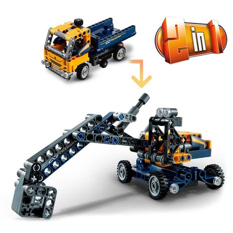 LEGO Technic 42147 Camion Ribaltabile, Set 2 in 1 con Camioncino ed Escavatore Giocattolo, Giochi per Bambini 7+, Idee Regalo - 5